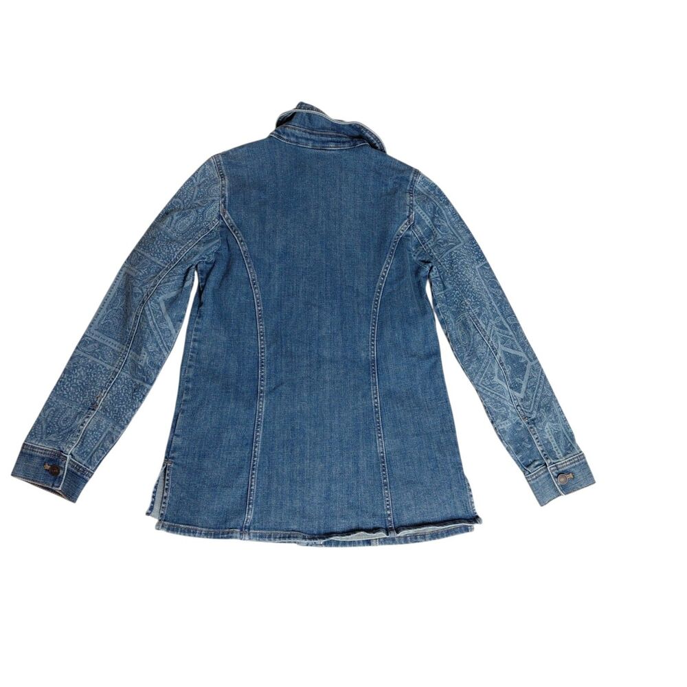 Chico's Blue Denim Jacket with Paisley Print - Picture 8 of 9